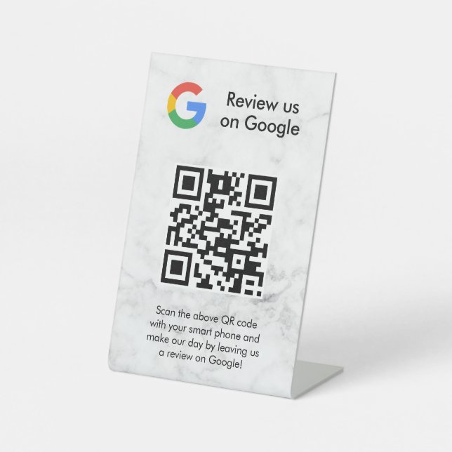 señal de código qr de reseñas de Google para mesa (Anverso)