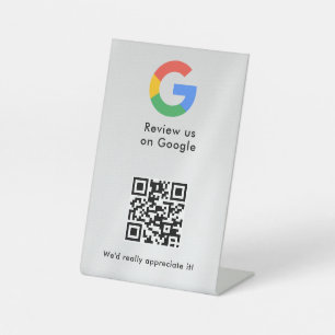 señal de código qr de reseñas de Google para mesa