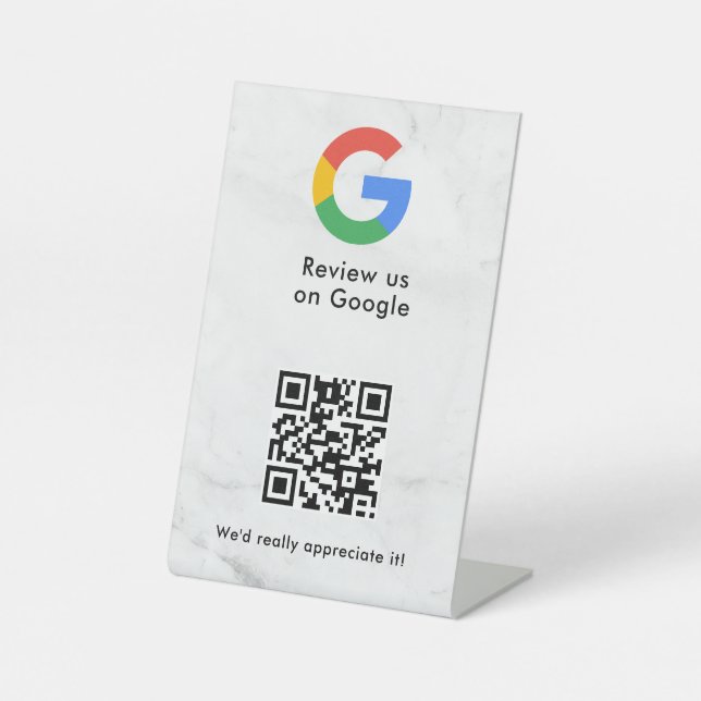 señal de código qr de reseñas de Google para mesa (Anverso)