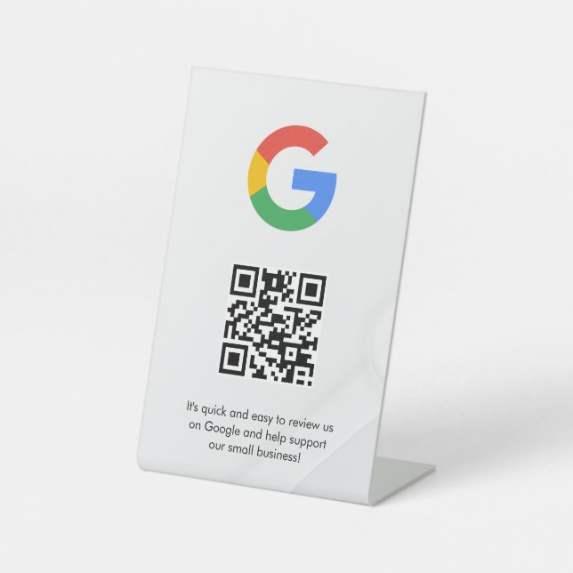 señal de código qr de reseñas de Google para mesa (Anverso)
