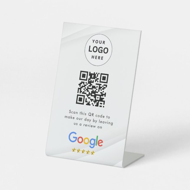 señal de código qr de reseñas de Google para mesa (Anverso)