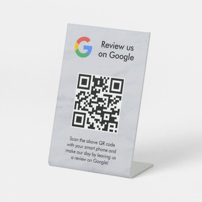 señal de código qr de reseñas de Google para mesa (Anverso)