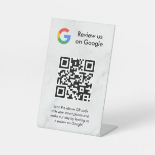 señal de código qr de reseñas de Google para mesa