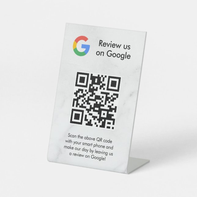 señal de código qr de reseñas de Google para mesa (Anverso)