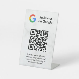 señal de código qr de reseñas de Google para mesa