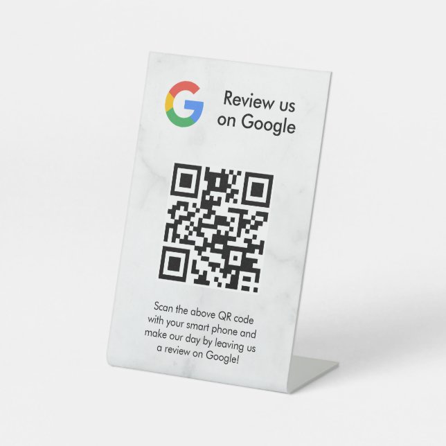 señal de código qr de reseñas de Google para mesa (Anverso)
