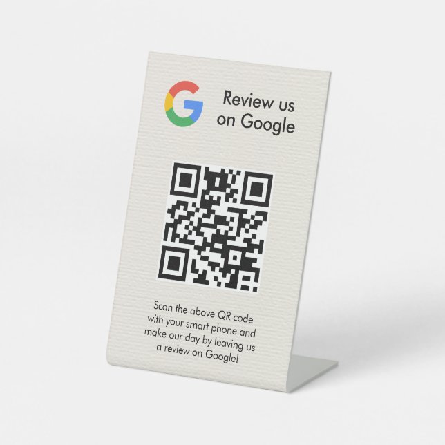 señal de código qr de reseñas de Google para mesa (Anverso)