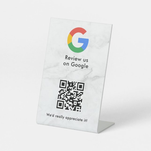 señal de código qr de reseñas de Google para mesa (Anverso)