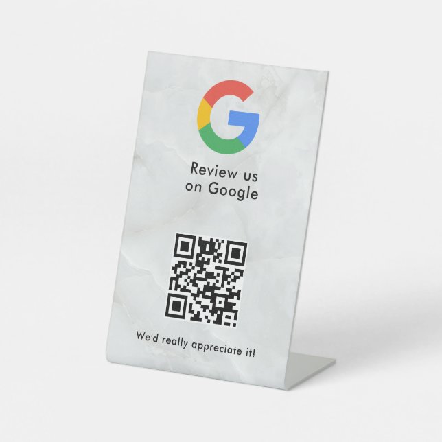 señal de código qr de reseñas de Google para mesa (Anverso)