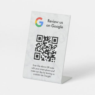 señal de código qr de reseñas de Google para mesa