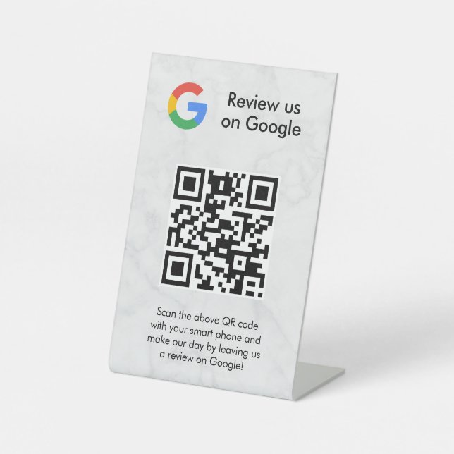 señal de código qr de reseñas de Google para mesa (Anverso)