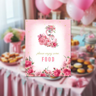 Señal de Comida Baby Shower Flamingo Bailarina Ros