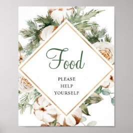 Señal de comida de invierno de pino para ducha de