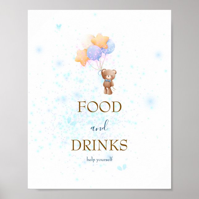 Señal de comida y bebida para baby shower 'Apenas  (Frente)
