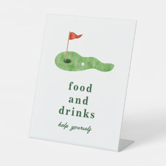 Señal de comida y bebida para fiesta de golf