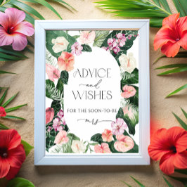 Señal de consejos y deseos de flor tropical