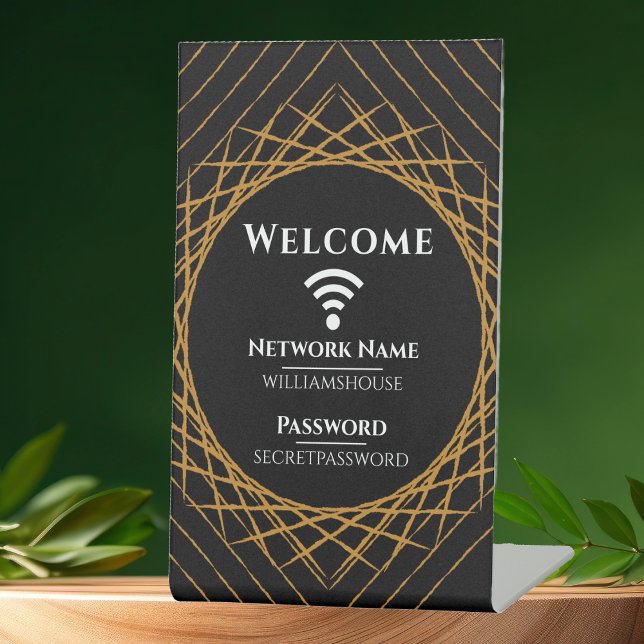Señal de contraseña WIFI moderna para negocios y h (Network Password Welcome Sign for Business, Vacation Rentals, Guests)