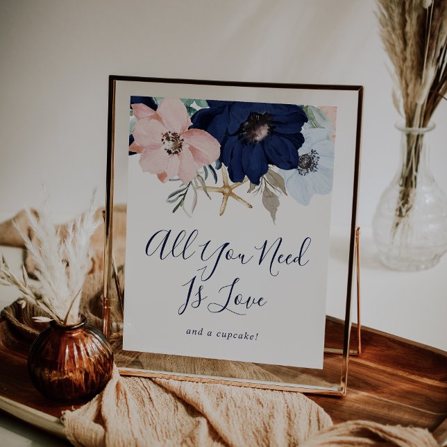 Señal de Cupcake de Boda Floral | Náutica Moderna (Subido por el creador)
