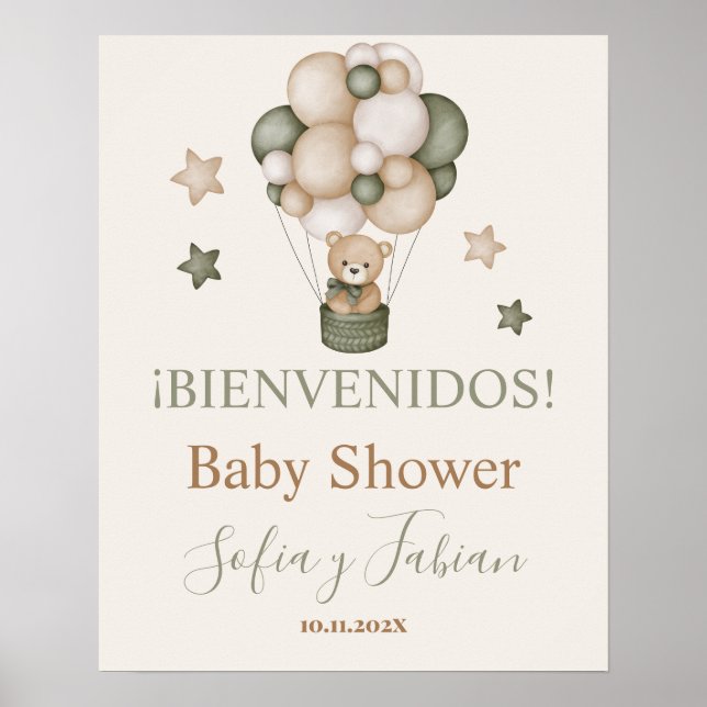 Señal de datos de Teddy Bear Baby Shower Boy (Frente)