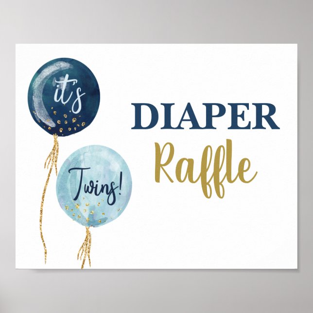 Señal de Diaper Raffle con mellizos de color azul  (Frente)