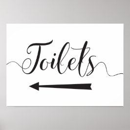 Señal de dirección de baños para bodas flecha izqu