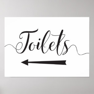 Señal de dirección de baños para bodas flecha izqu