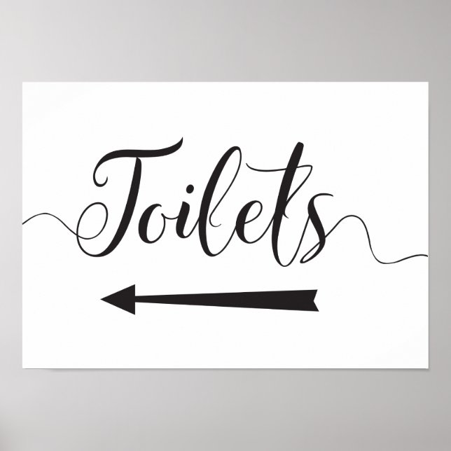 Señal de dirección de baños para bodas flecha izqu (Frente)