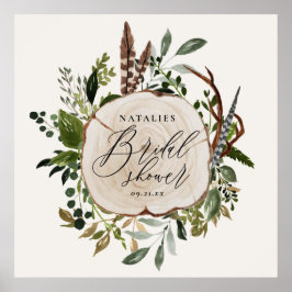 Señal de ducha de soltera botánica de granero rúst