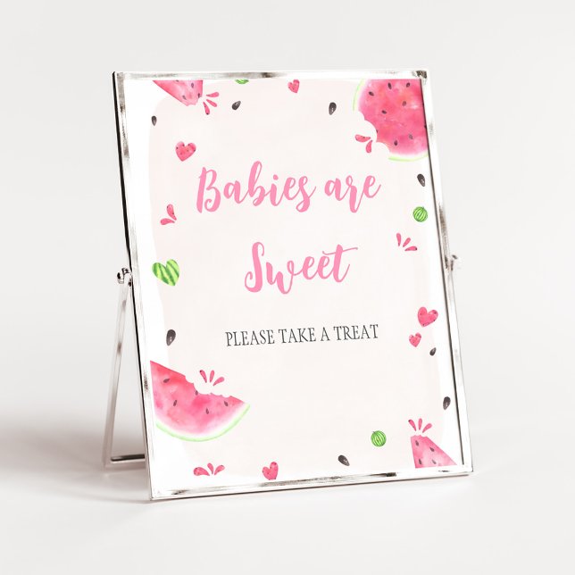 Señal de Dulces Bebés para Baby Shower de Sandía d (Sweet Little Shower Babies are Sweet Sign )