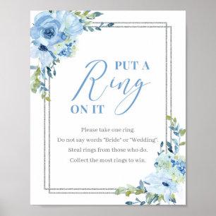 señal de dusty blue floral silver put a ring on it