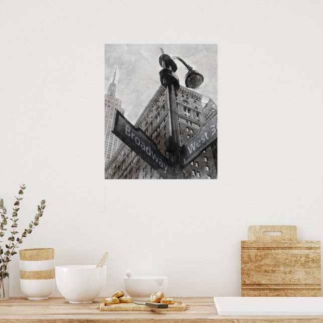 Señal de esquina de Broadway de color de agua (Cocina)