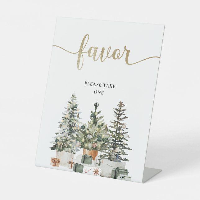 Señal de Favor de Árbol de Navidad y Regalos (Anverso)