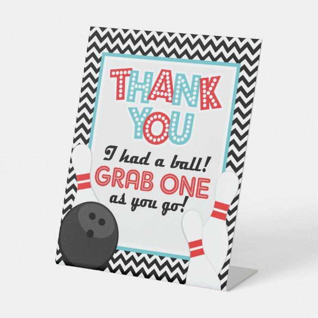 señal de favor de fiesta de bolos Chevron retro (Anverso)