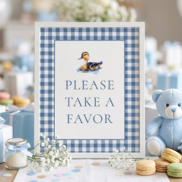 Señal de Favor de Pato de Cuadros Azules para Baby