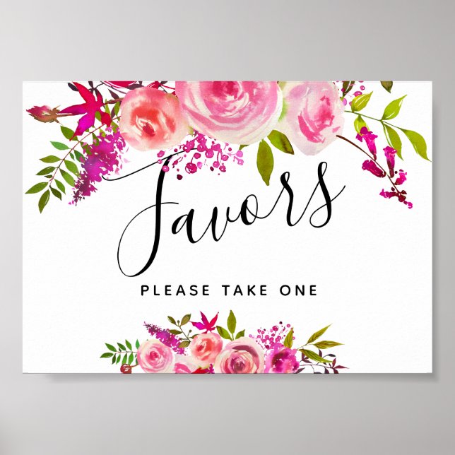 señal de favores de bodas/rosas de melocotón rosa  (Frente)