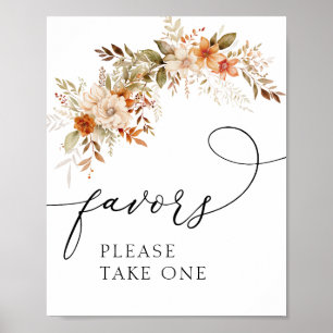 señal de favores de flores de otoño boho