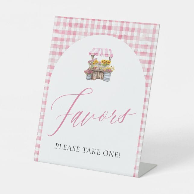 señal de favores de gingham rosa recién salida del (Anverso)