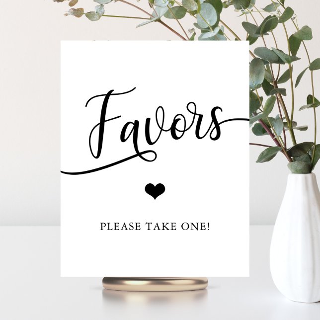 Señal de FAVORES Simple Elegante para Ducha de Bod (Simple Elegant Wedding Shower FAVORS Sign)