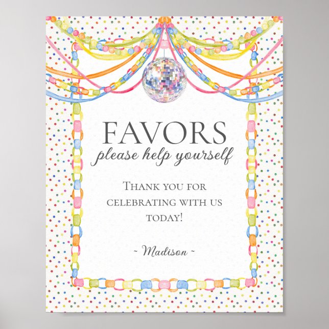 Señal de Favoritos de Cumpleaños con Confeti (Frente)