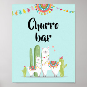 Señal de Fiesta de Churro Bar Snack Llama Baby Sho