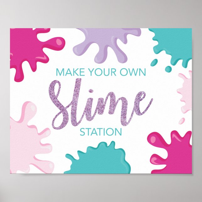 señal de fiesta de cumpleaños de Slime rosa para h (Frente)