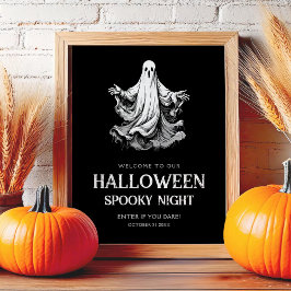 señal de fiesta de noche espeluznante de Halloween