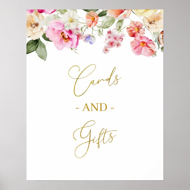 Señal de fiesta de tarjetas y regalos florales de  (Frente)