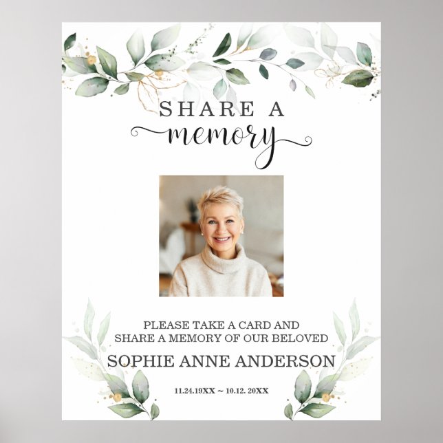 Señal de funeral de Compartir un Recuerdo con Verd (Frente)