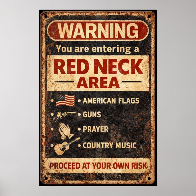 Señal de Garaje Retro Antiguo Área de Redneck Adve (Frente)