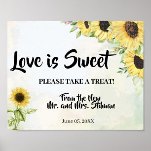 Señal de girasoles de boda para ducha de novia Tak