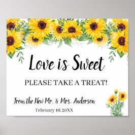 Señal de girasoles de boda para regalo de ducha de