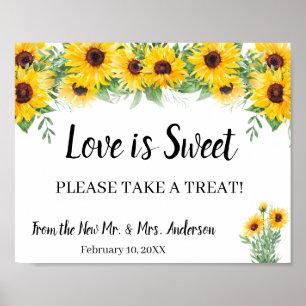 Señal de girasoles de boda para regalo de ducha de