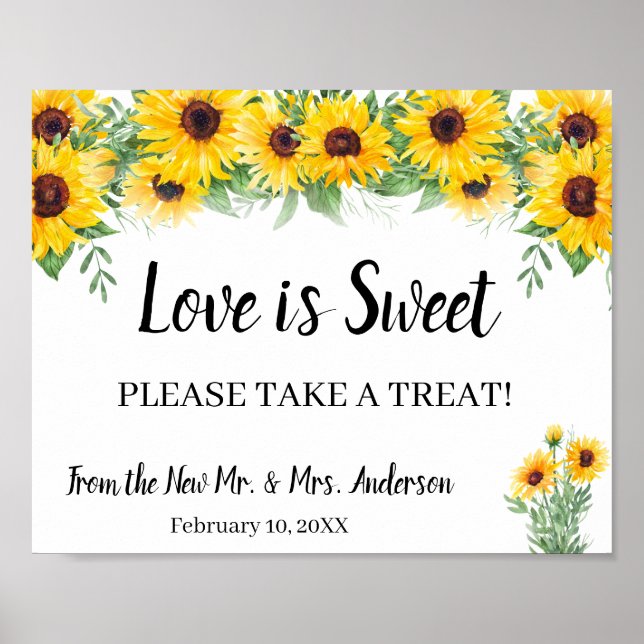 Señal de girasoles de boda para regalo de ducha de (Frente)