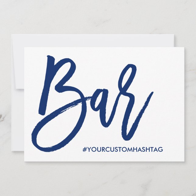 Señal de hashtag de bar de boda con letras a mano  (Anverso)